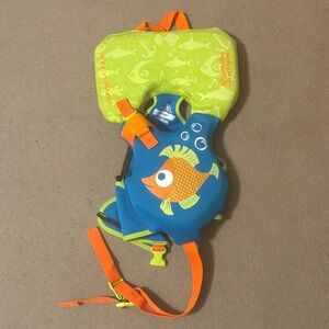Kids Swim Vest with Fish Design - Blue and Green